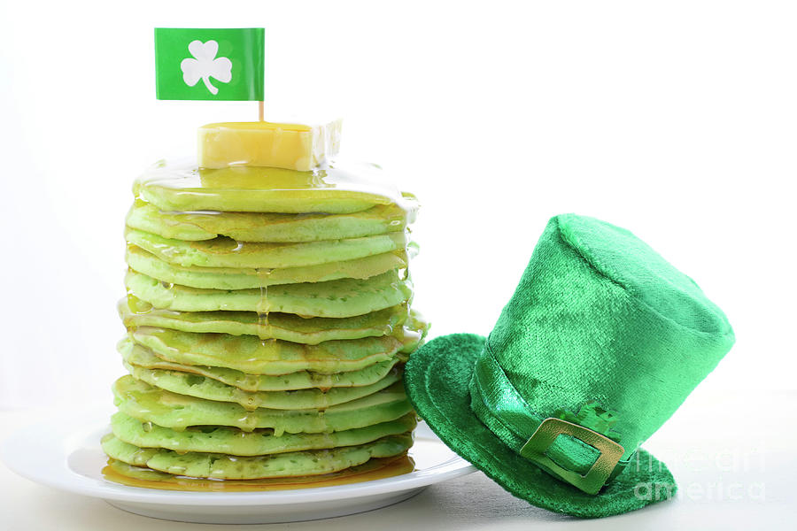 St Patricks Day green pancakes #1 Photograph by Milleflore Images