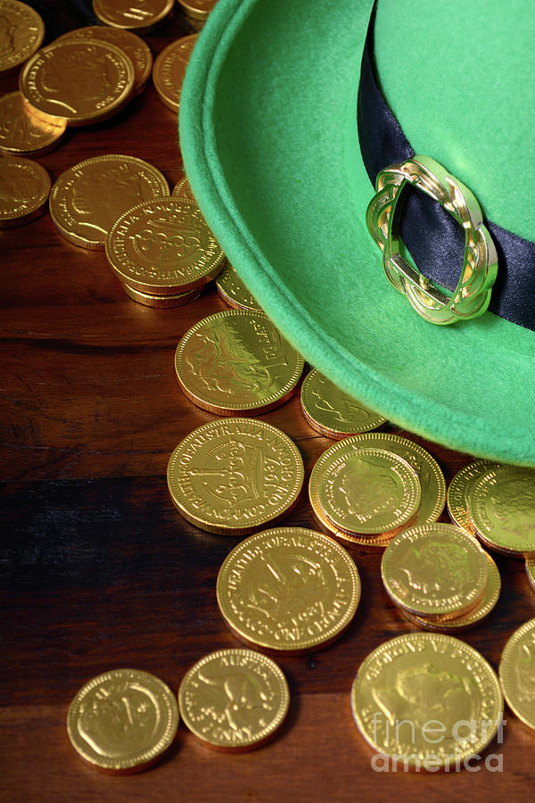 St Patricks Day hat and gold coins.  #1 Photograph by Milleflore Images