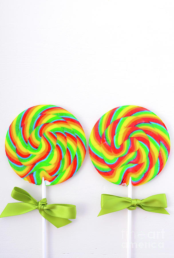 St Patricks Day Rainbow Lollipops #1 Photograph by Milleflore Images
