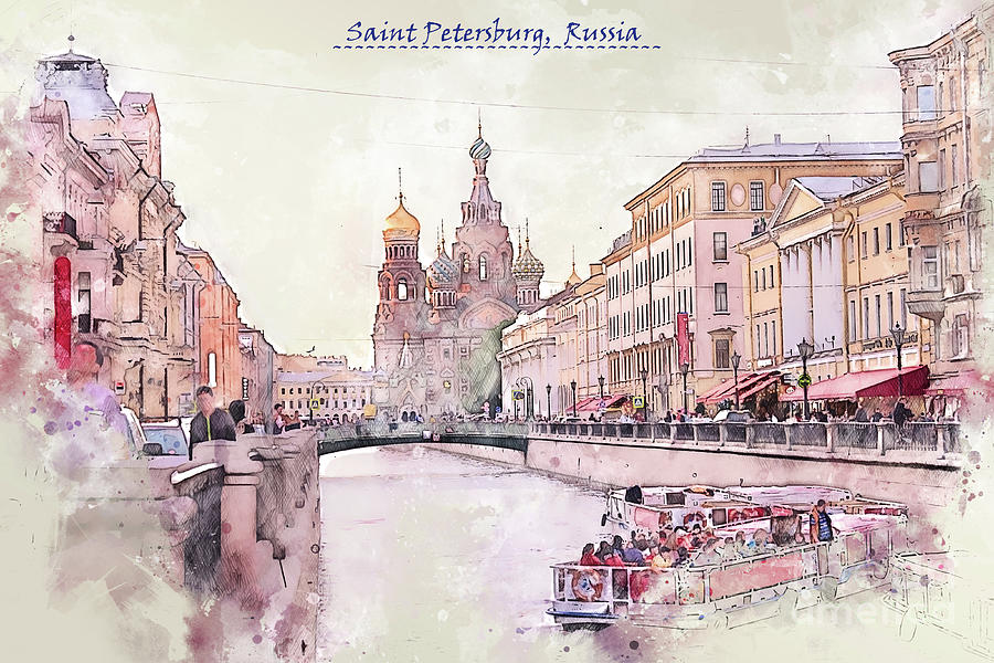 St-Petersburg sketch #1 Digital Art by Ariadna De Raadt