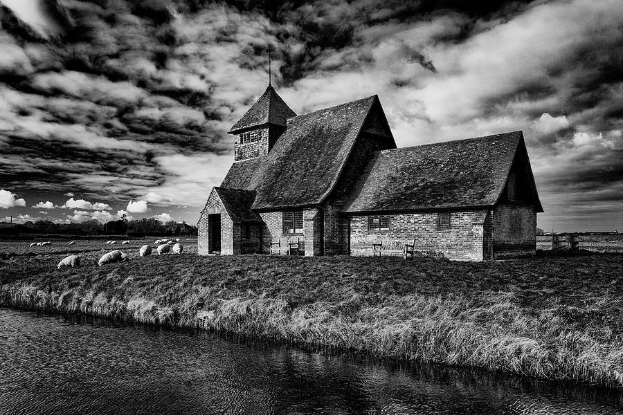Black And White Photograph - Monochrome of St Thomas Becket Church Fairfield Romney Marsh Kent England UK by John Gilham Black And White Photograph - Monochrome of St Thomas Becket Church Fairfield Romney Marsh Kent England UK by John Gilham