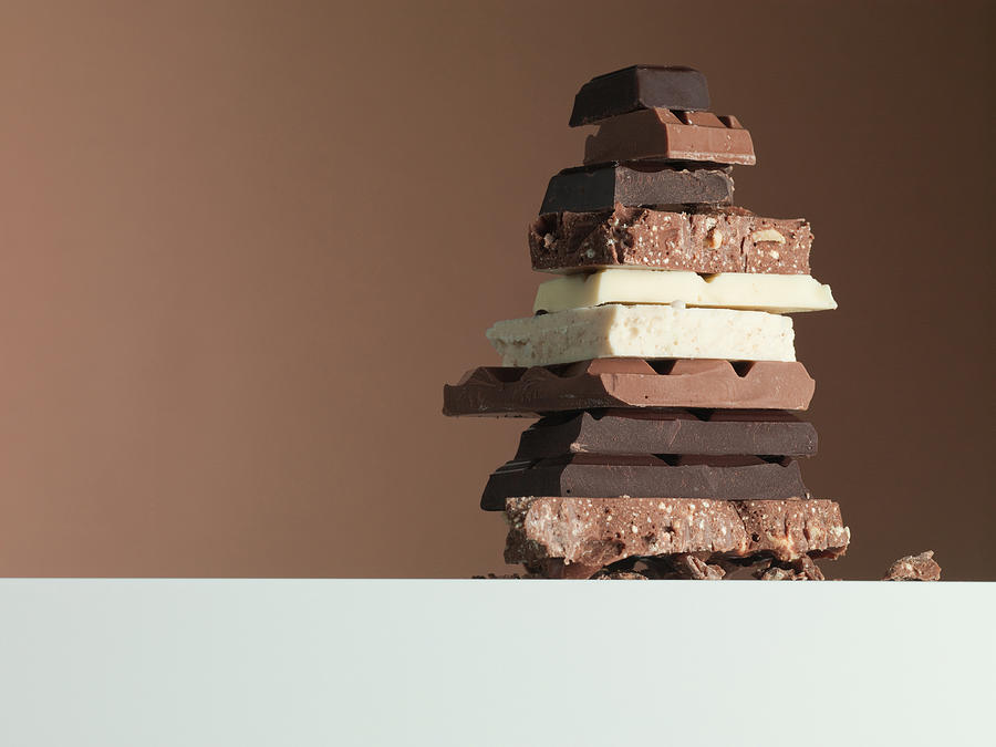 Stack of chocolate bars #1 Photograph by Martin Barraud