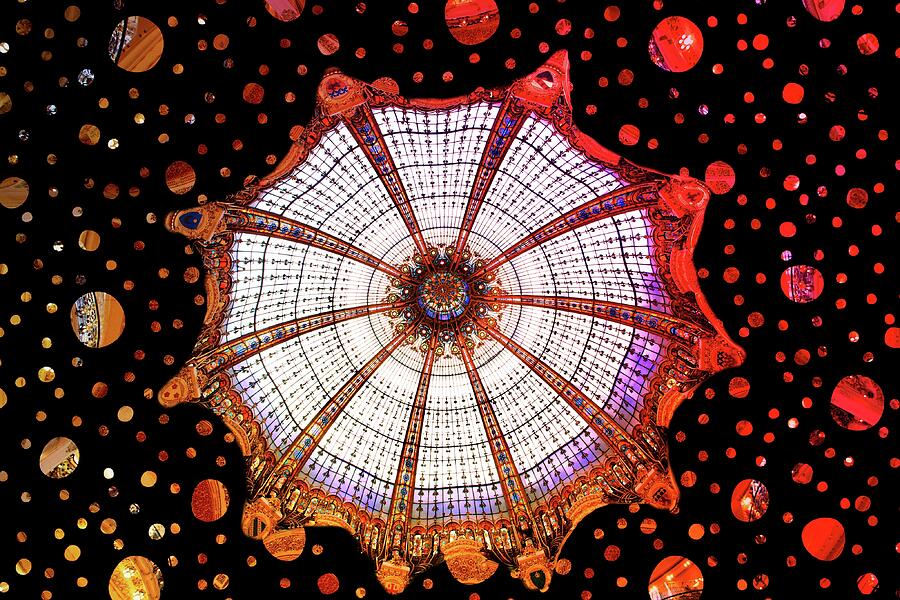 Paris Photograph - Stained glass dome, Galeries Lafayette, Paris by Joe Vella