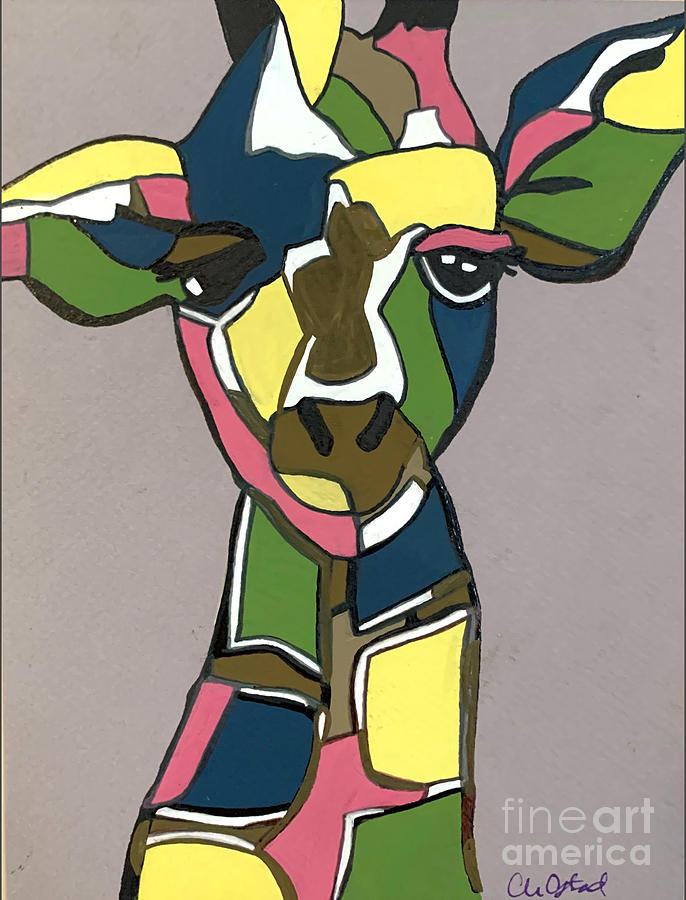 Stand Tall - Colorful Giraffe Painting #2 Painting by Christie Olstad