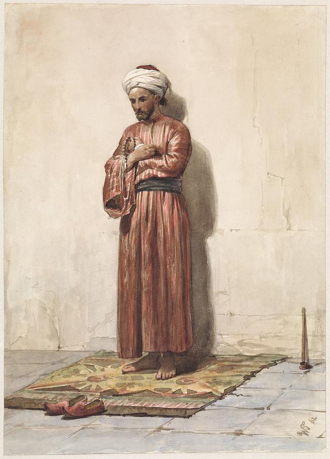 Standing Egyptian with Prayer Wreath, Willem de Famars Testas, 1862 #1 Painting by Artistic Rifki