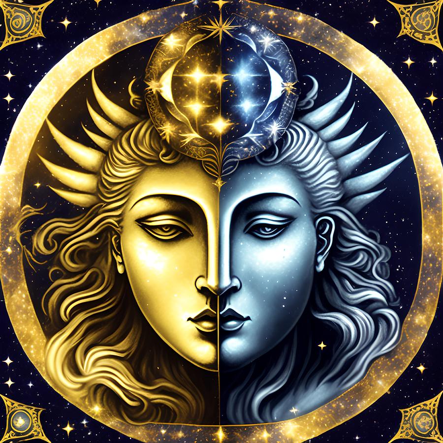 Star Sign of Gemini, Generative AI Illustration Digital Art by Miroslav ...