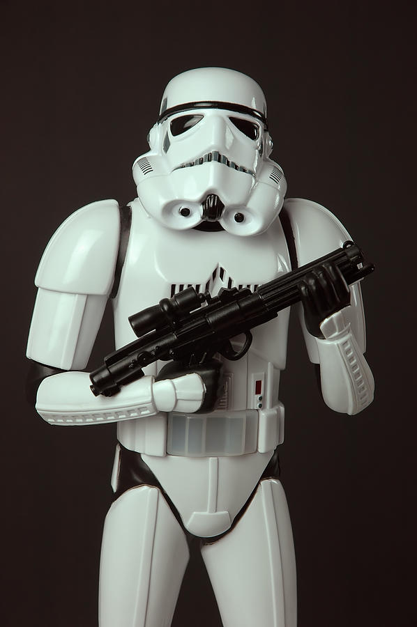 Star Wars Stormtrooper toy figure standing with blaster weapon #1 Photograph by MousePotato