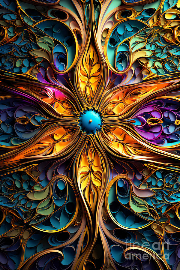 Abstract Digital Art - Starflower #1 by Amanda Moore