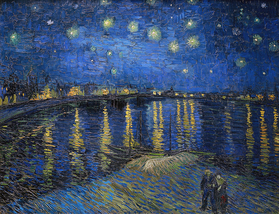Starry Night on the Rhone - Vincent van Gogh - 1888 #1 Painting by War Is Hell Store