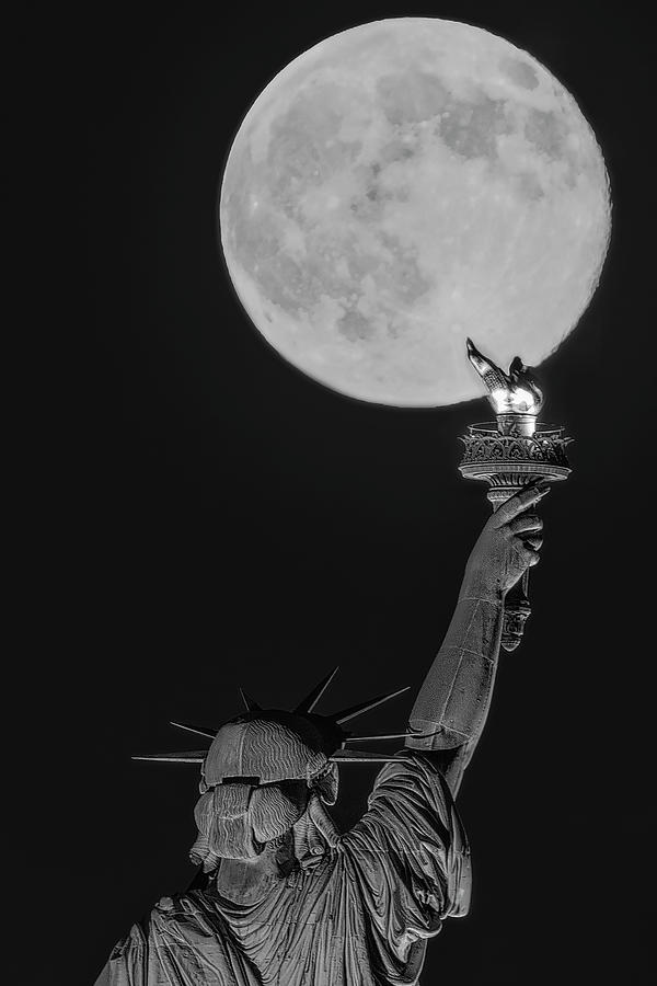 Statue Of Liberty Super Moon  #1 Photograph by Susan Candelario
