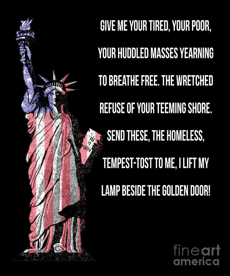 Statue Of Liberty The New Colossus 4th of July American Flag Digital ...