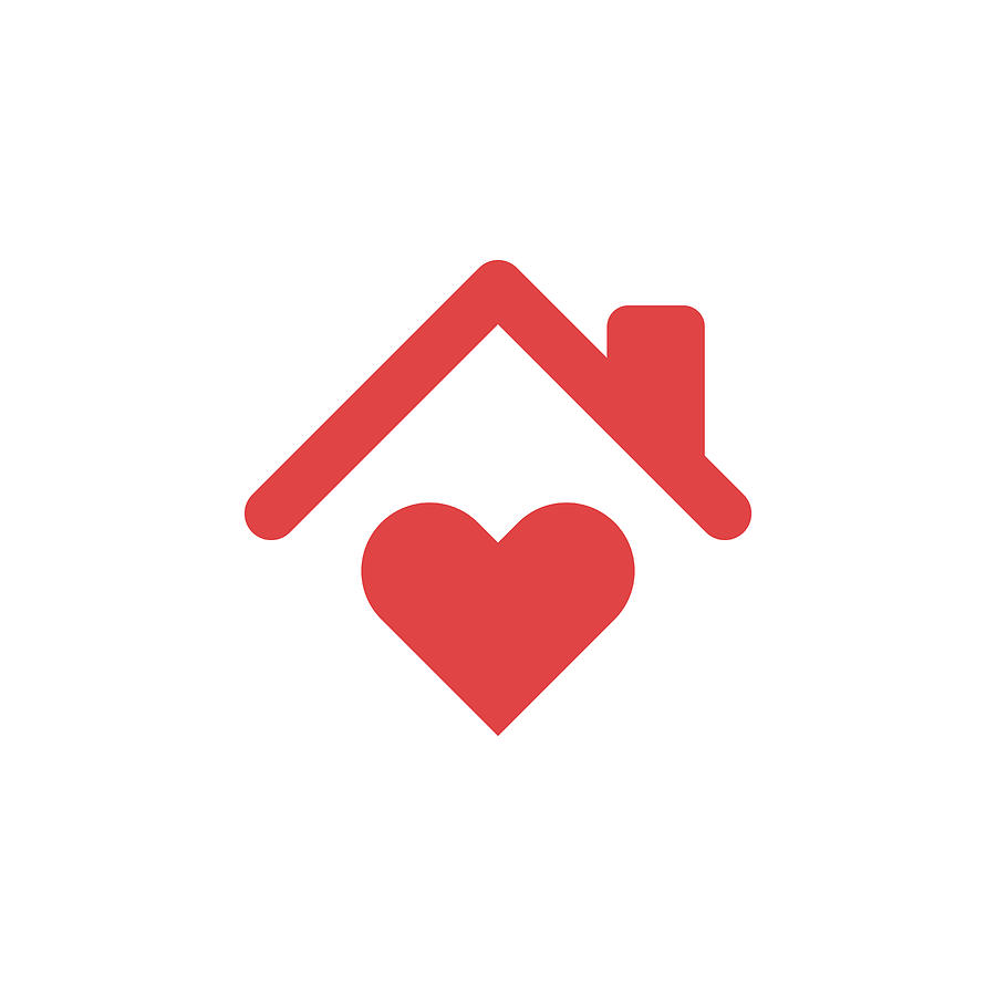 Stay Home Concept,home love heart icon Drawing by Fairywong