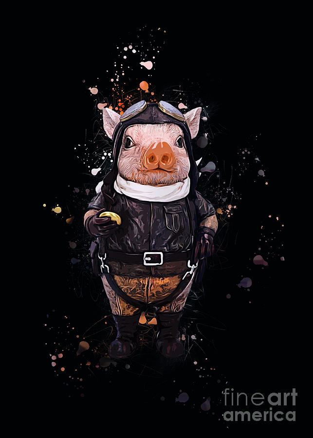 Steampunk Aviator Pig Digital Art