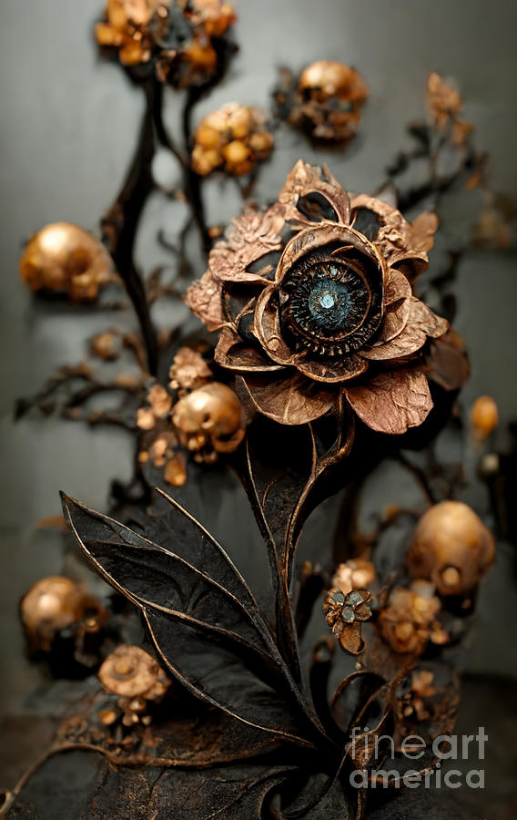 Flower Digital Art - Steampunk flowers #1 by Sabantha