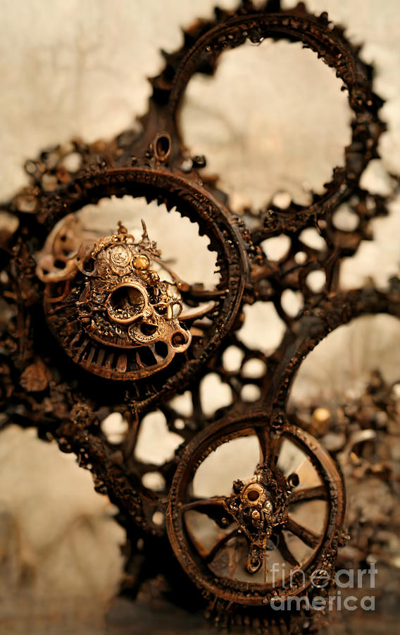 Steampunk Digital Art - Steampunk gears #4 by Sabantha