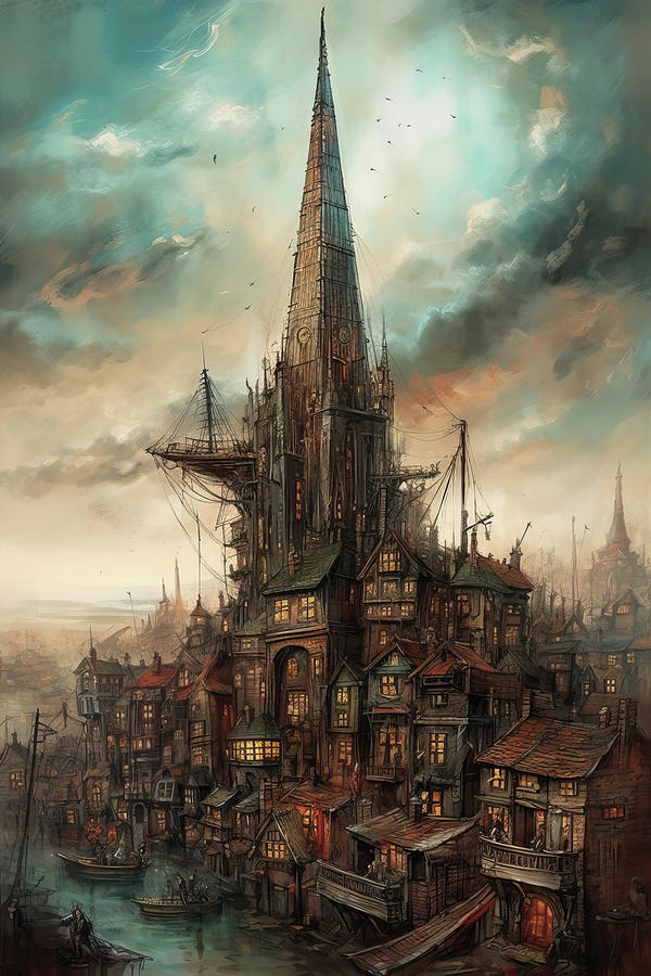 Steampunk London Skyline Digital Art by Erzebet S - Fine Art America