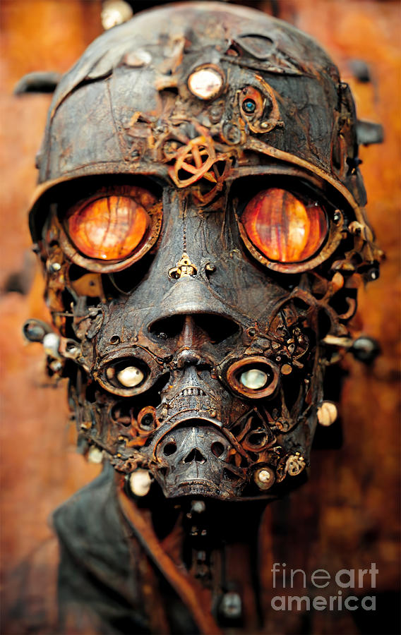Skull Digital Art - Steampunk mask #1 by Sabantha