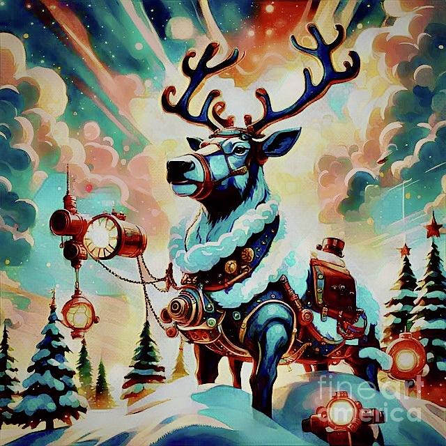 Steampunk Reindeer  #1 Digital Art by Karen Newell