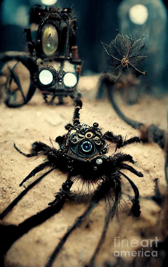 Spider Digital Art - Steampunk tarantula #1 by Sabantha