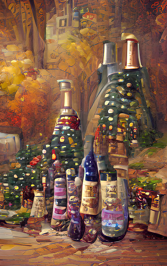 Steampunk Wine Holiday Specials #1 Digital Art by Barbara Snyder