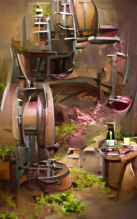 Steampunk Winery Wine Rack Digital Art