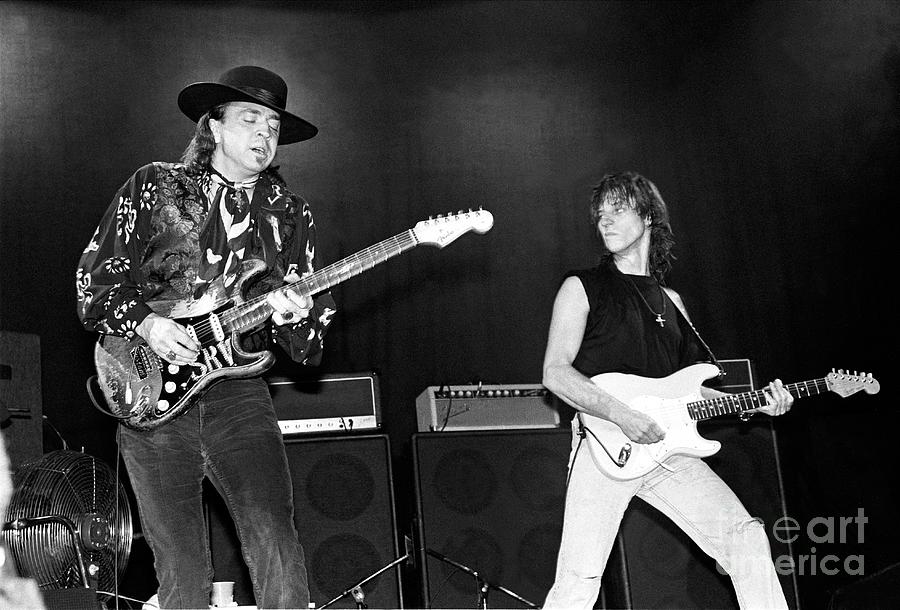 Jeff Beck Photograph - Stevie Ray Vaughan and Jeff Beck #2 by Concert Photos