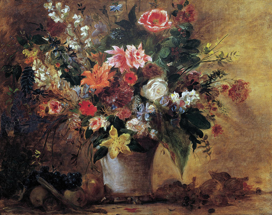 Still life with Flowers Painting by Eugene Delacroix