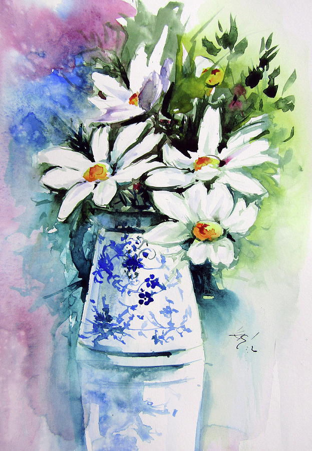 Still life with flowers #1 Painting by Kovacs Anna Brigitta
