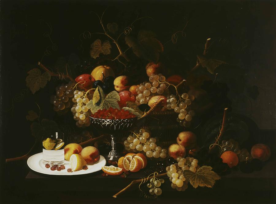 still life with fruit and lemons