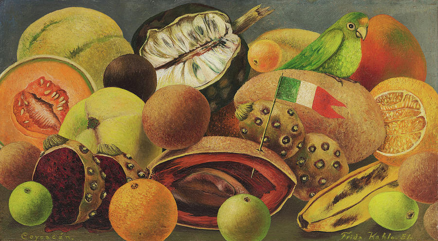 Frida Kahlo Painting - Still Life with Parrot and Flag by Frida Kahlo