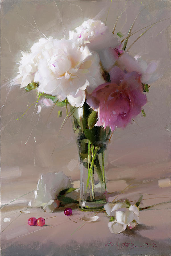 Still Life With Peonies Painting by Ramil Gappasov - Pixels