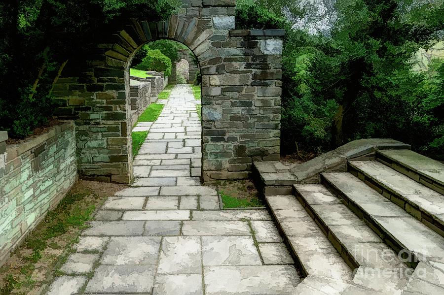 Stone arches and walkways grace the grounds of Glenview Mansion at Rockville Civic Center Park in Rockville, Maryland #2 Photograph by William Kuta