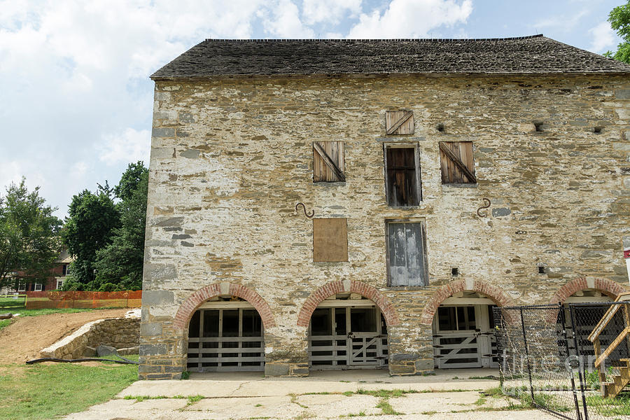 Stone bank barn, built 1832, at Woodlawn Manor in Sandy Spring,  #1 Photograph by William Kuta