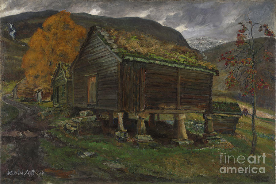Storehouse in Jolster #1 Painting by Nikolai Astrup