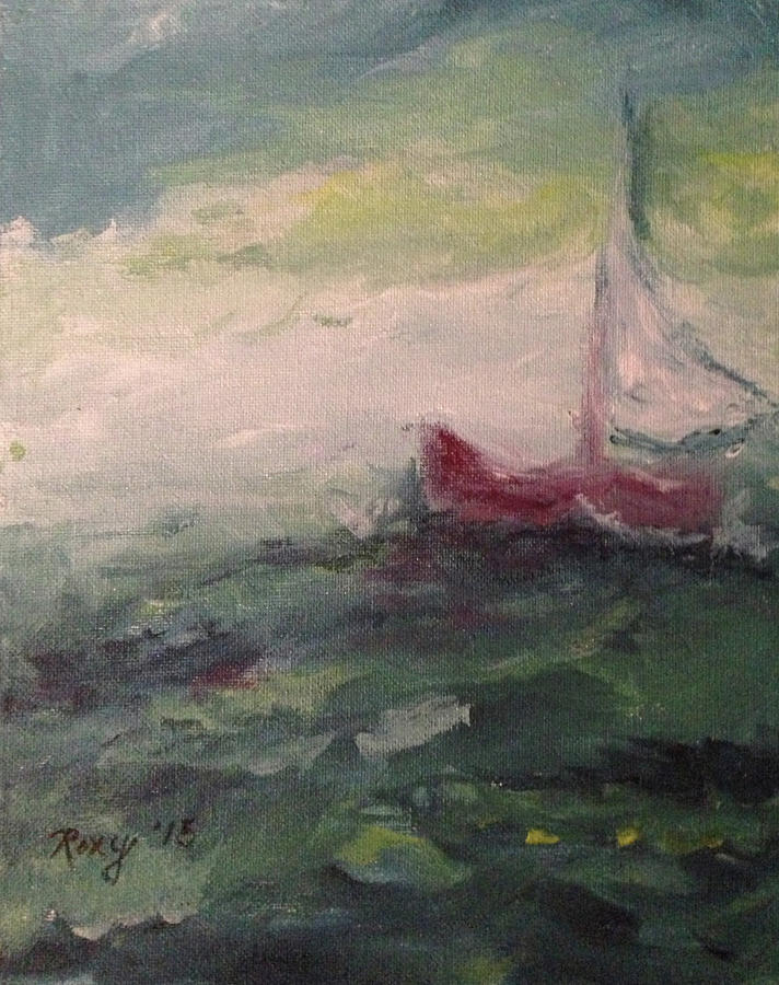 Stormy Sailboat Painting by Roxy Rich