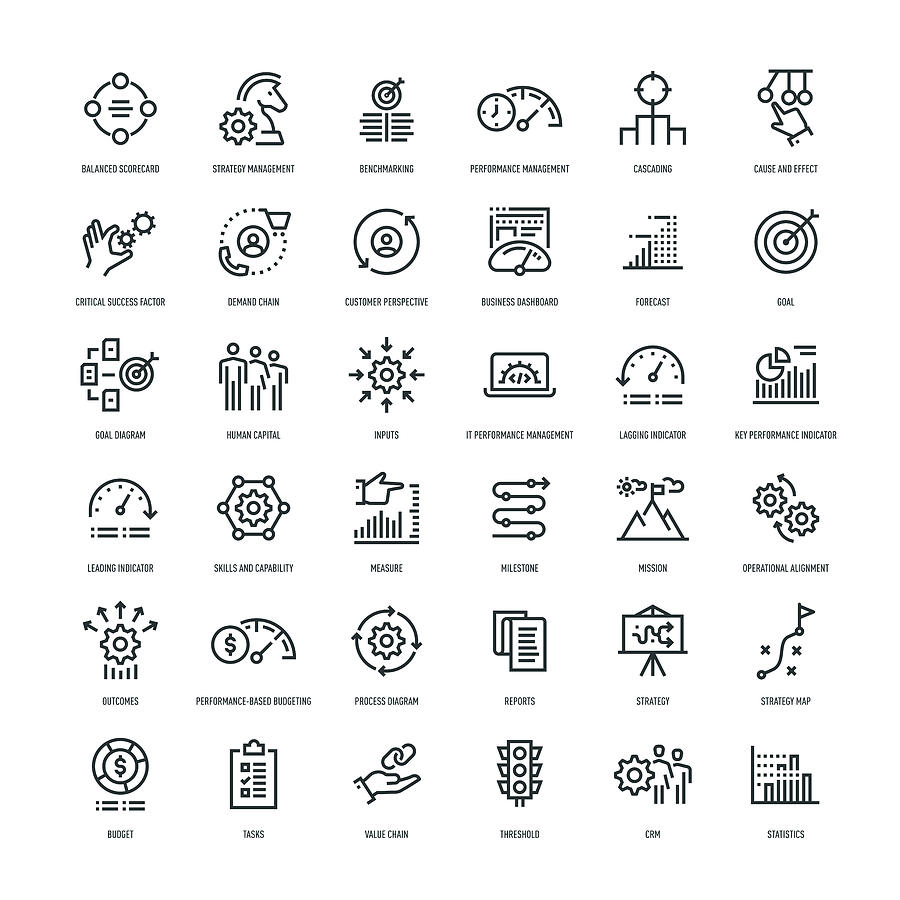 Strategy Management Icon Set #1 Drawing by Enis Aksoy