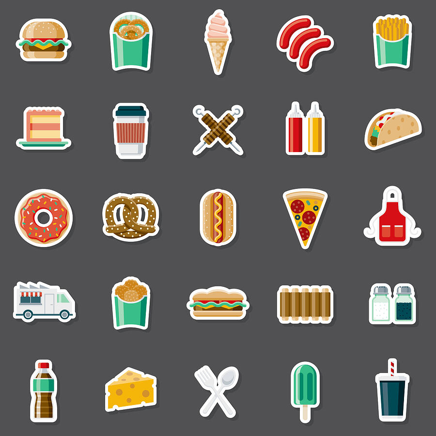 Street Food Sticker Set #1 Drawing by Bortonia Street Food Sticker Set #1 Drawing by Bortonia