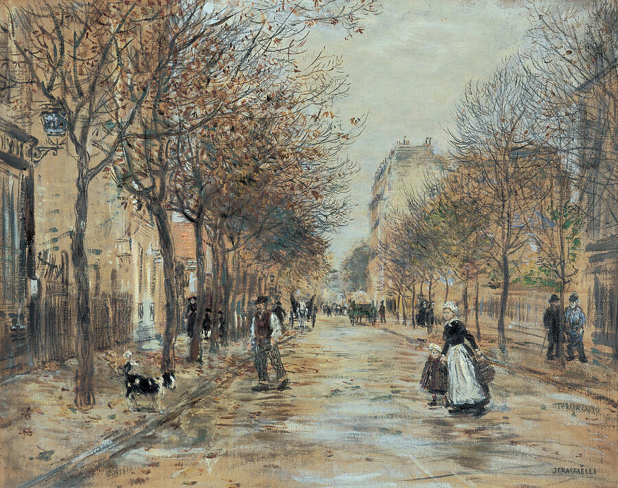 Street in Asnieres #1 Painting by Jean-Francois Raffaelli