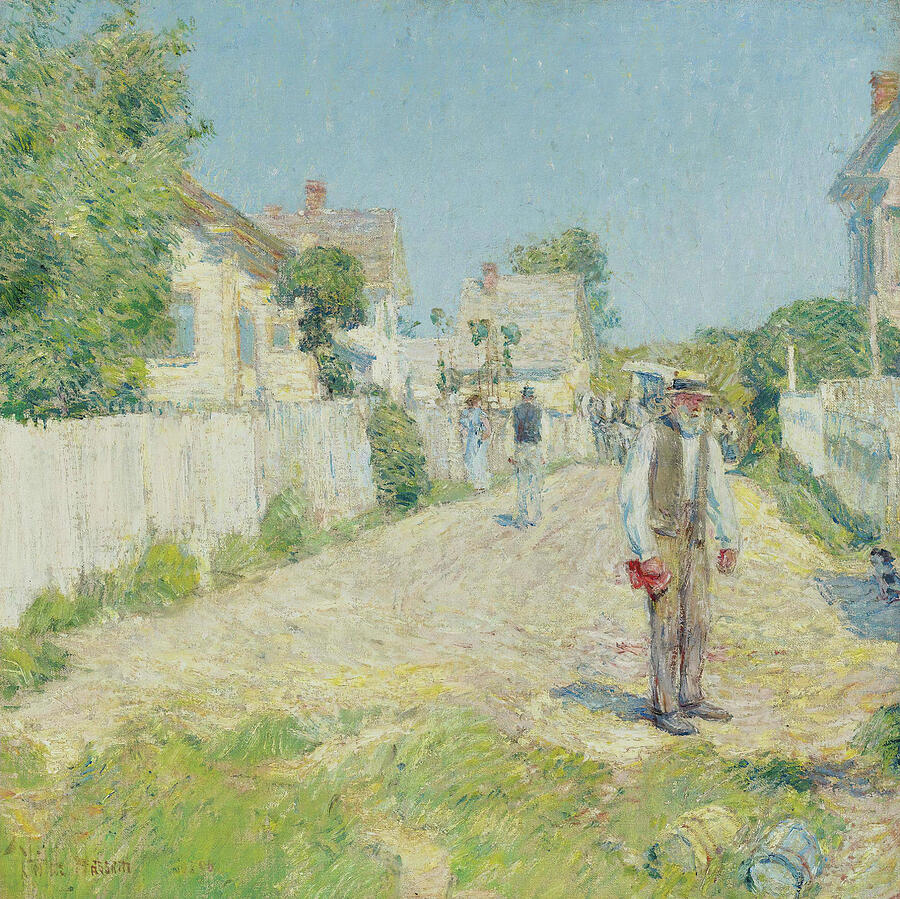 Street In Gloucester, from 1896 Painting by Childe Hassam