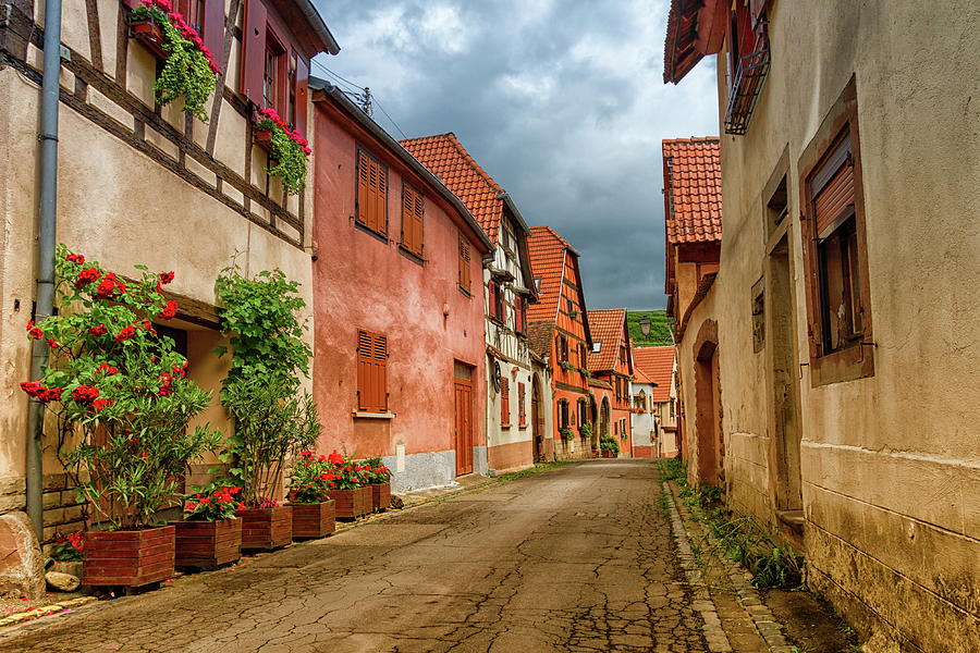 Street in Obernai city, France #1 Photograph by Elenarts - Elena Duvernay photo