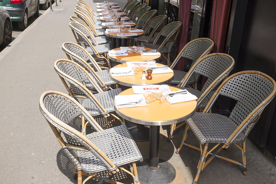 Street restaurant in Avenue George V in French Capital Paris in spring #1 Photograph by Silkfactory
