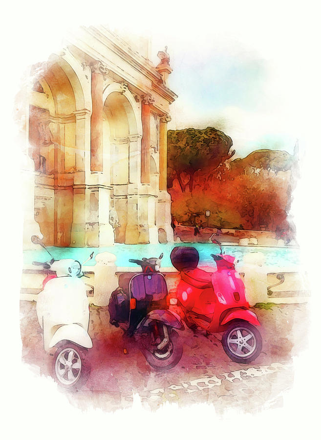 Streets of Rome, Through art and history - 10 #1 Painting by AM FineArtPrints
