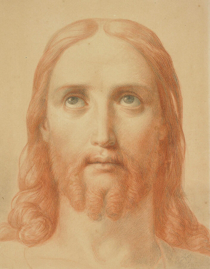 Study For Christus Consolator, from circa 1837 Drawing by Ary Scheffer