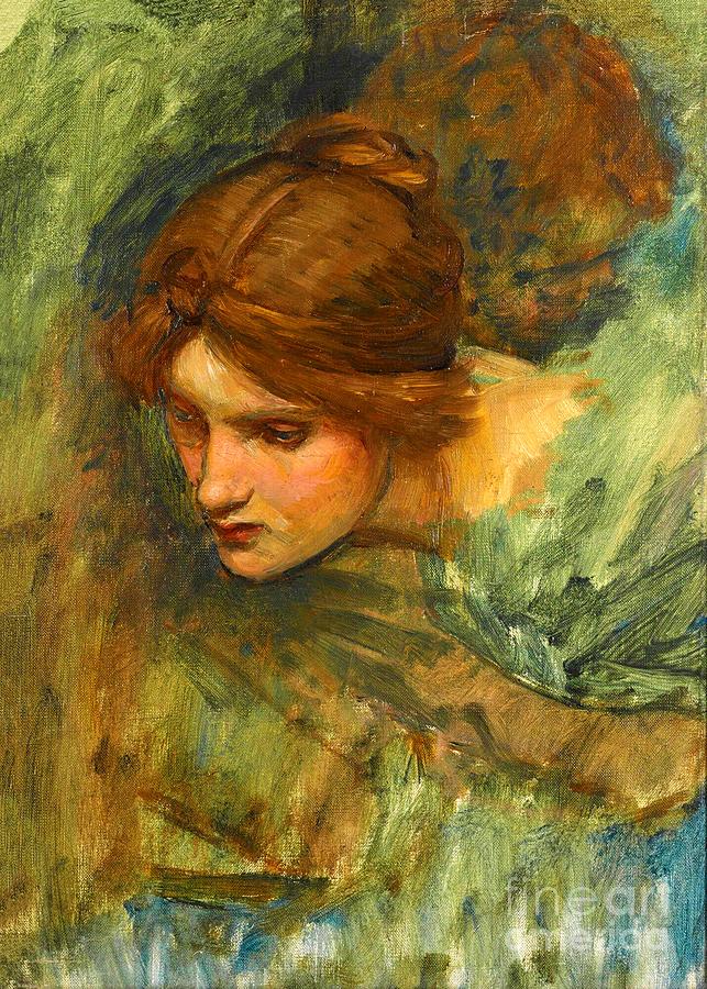 Study for the head of Venus in The Awakening of Adonis #1 Painting by John William Waterhouse
