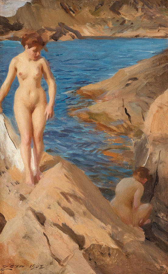 Study from the archipelago with two nudes #2 Painting by Anders Zorn