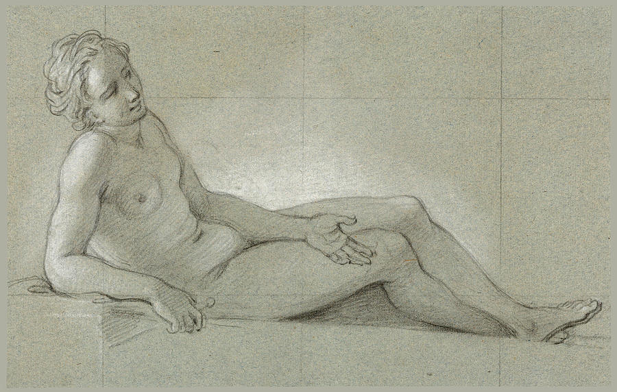 Study of a Reclining Female Nude #2 Photograph by Charles-Antoine Coypel