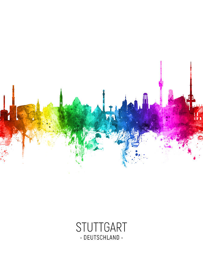 Stuttgart Germany Skyline #16 #1 Digital Art by Michael Tompsett