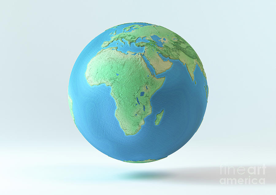 Stylized Earth Globe Digital Art