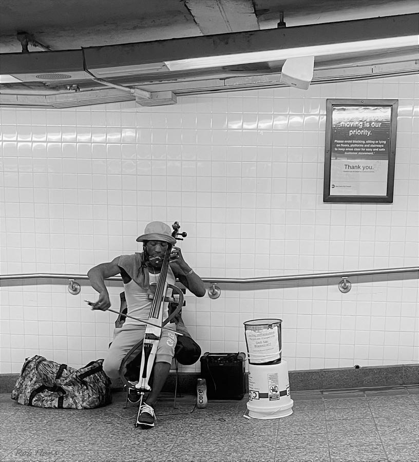 Subway Cello Close Up B W Photograph by Rob Hans