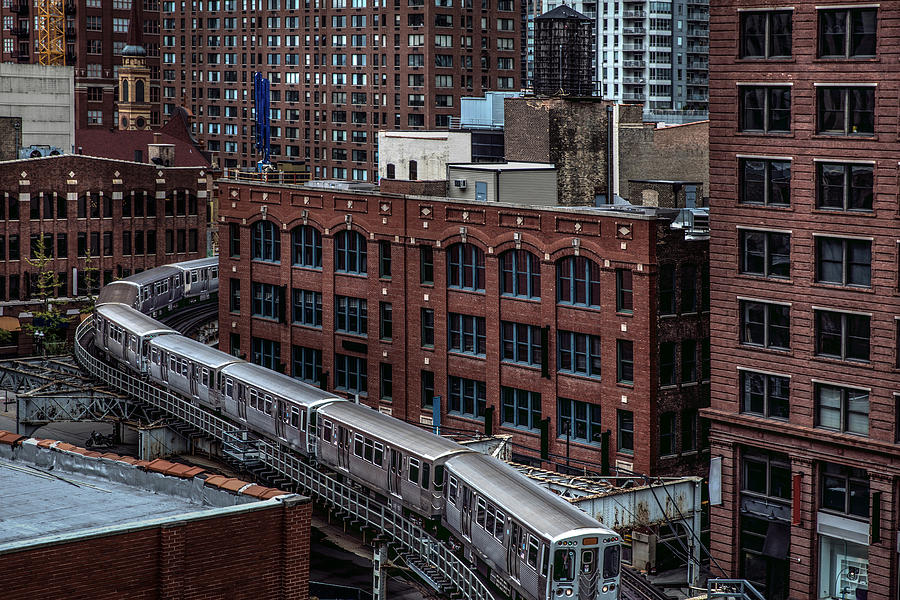 Subway train in downtown Chicago, IL #1 Photograph by Leonardo Patrizi